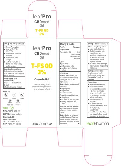 Principal Display Panel_carton 30ml (Leafpro Cbdmed Oil T Fs Qd 3 Fs 36x36x115 Us)